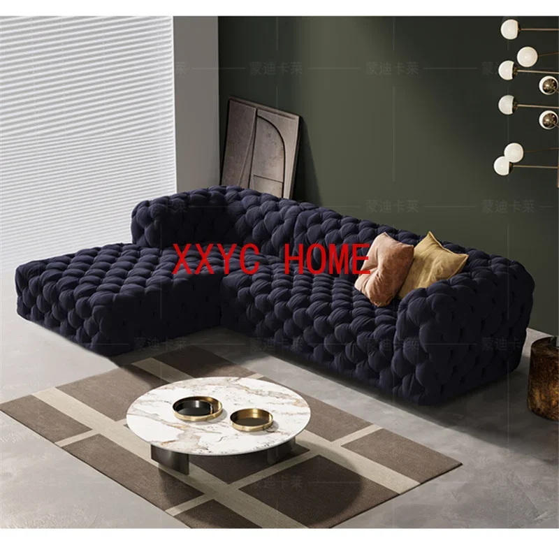 Moon Surface Pull Buckle Sofa Living Room L-Shaped Imperial Concubine Corner Combination American Large Apartment