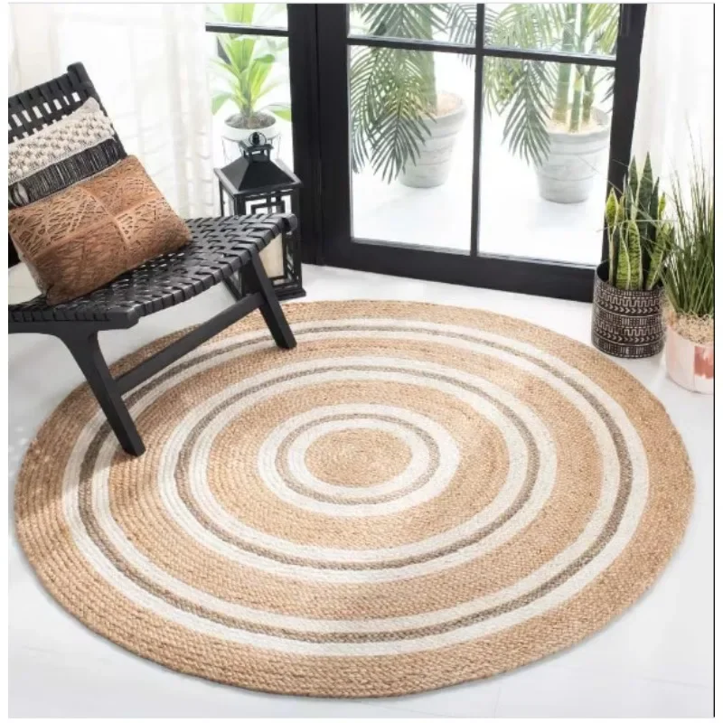 

Rug 100% Natural braided jute Handmade Area Carpet Floor Décor Modern Living Rug