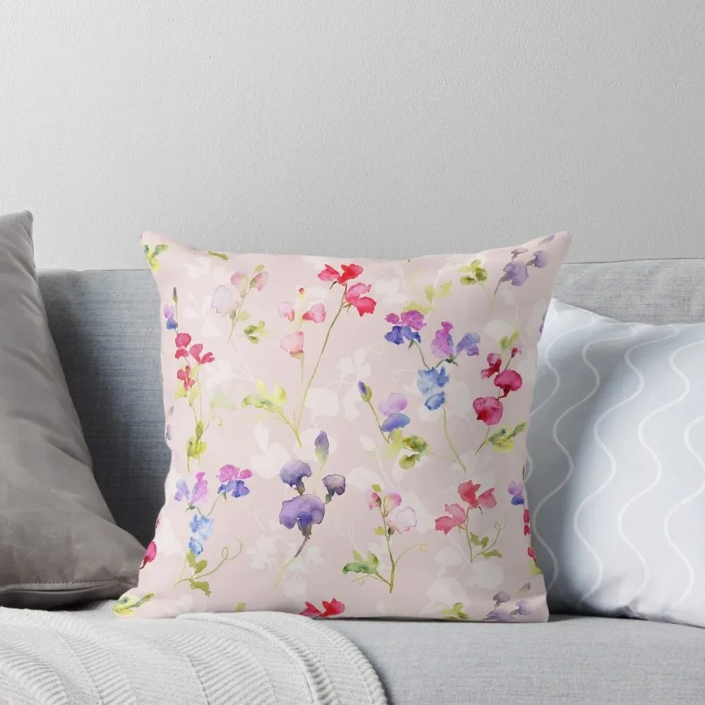 

Watercolour sweet peas pink Throw Pillow Couch Pillows ornamental pillows Throw Pillow Covers pillow