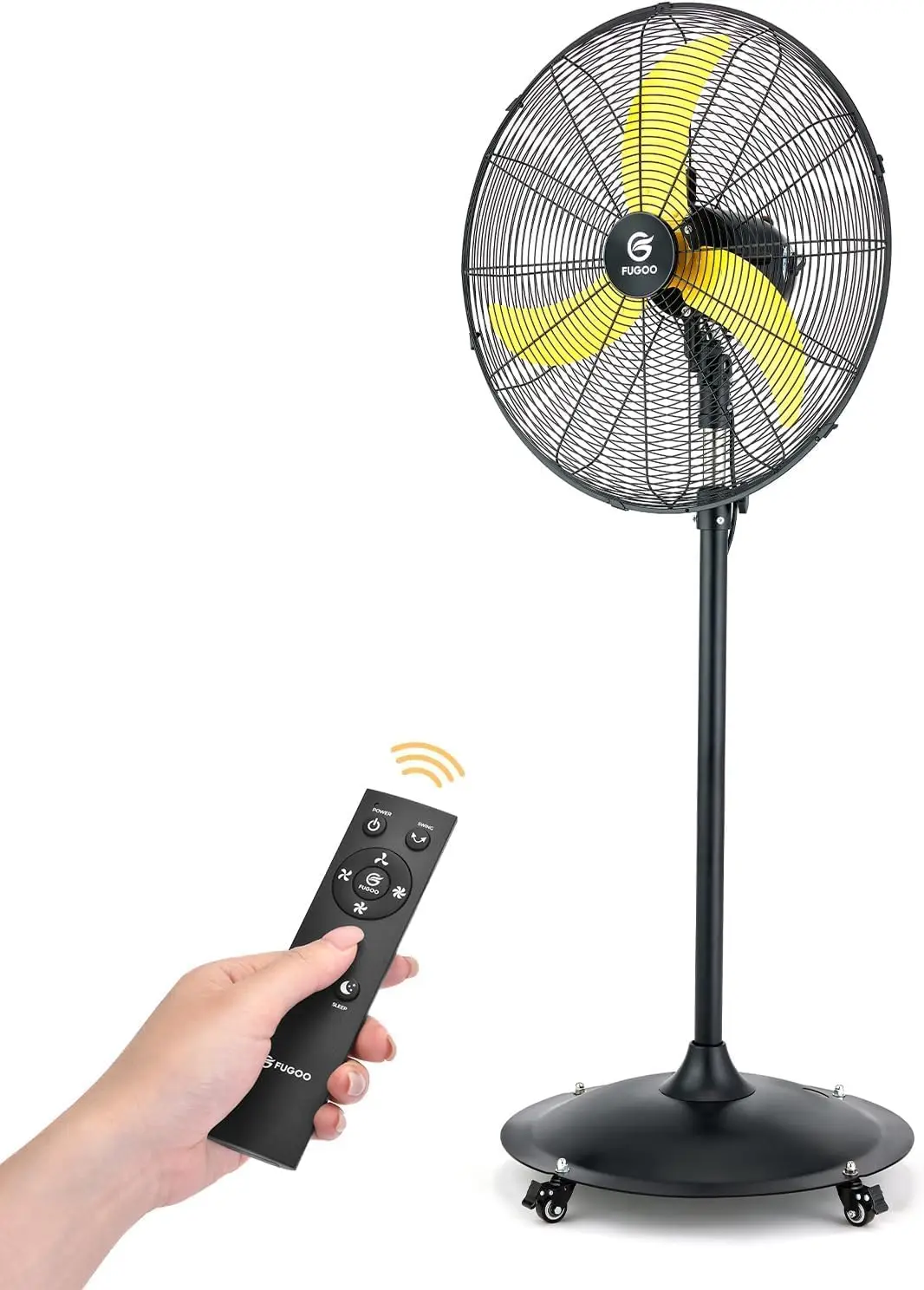 

Heavy Duty Industrial 24-Inch Outdoor Oscillating Pedestal Fan with Remote Control, IP56, All Sealed DC Motor, 4-Speed Waterproof, for House, Patios, Commercial, Garage, Warehouse