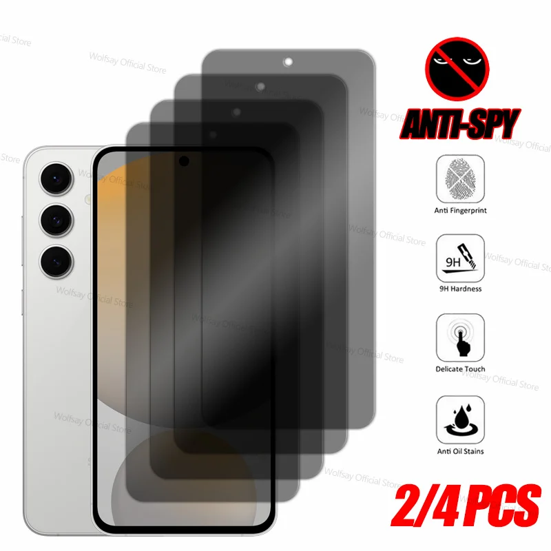 2/4PCS Privacy Screen Protector For Samsung Galaxy S25 FE Glass Samsung Galaxy S25 FE Tempered Glass Anti-Spy Privacy Phone Film