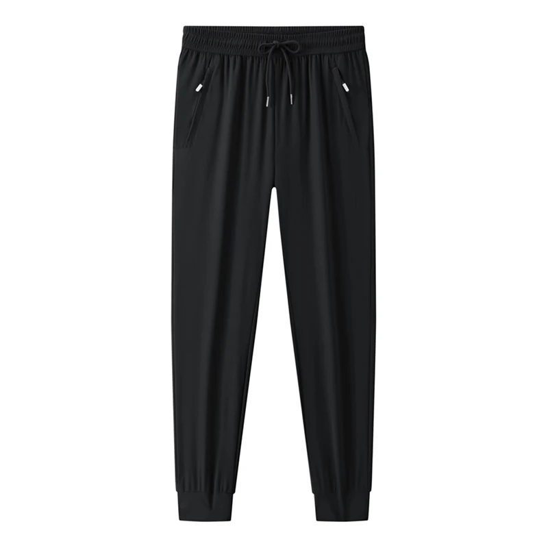 

Ice Silk Men New Pants Summer Thin Sports Quick Dry Straight Draped Wide-leg Pants Simple Drawstring Paragraph Casual Pants 2PCS