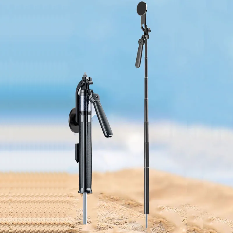 Adjustable height aluminum alloy ground spike recorder grass golf magnetic mobile phone stand outdoor shooting stand