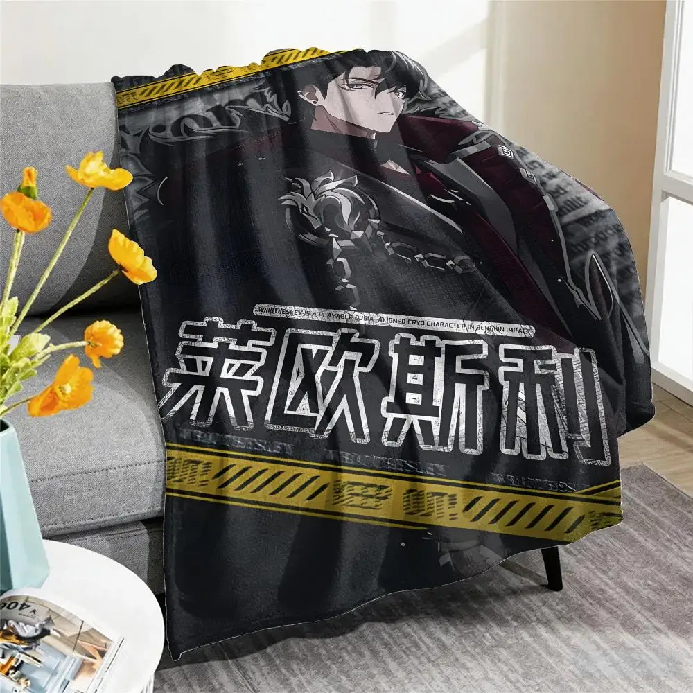 Game Genshin Impact Wriothesley Throw Flannel AC Blanket Lightweight Summer Nap Throw Cozy Blanket for Sofa Bed Travel Home