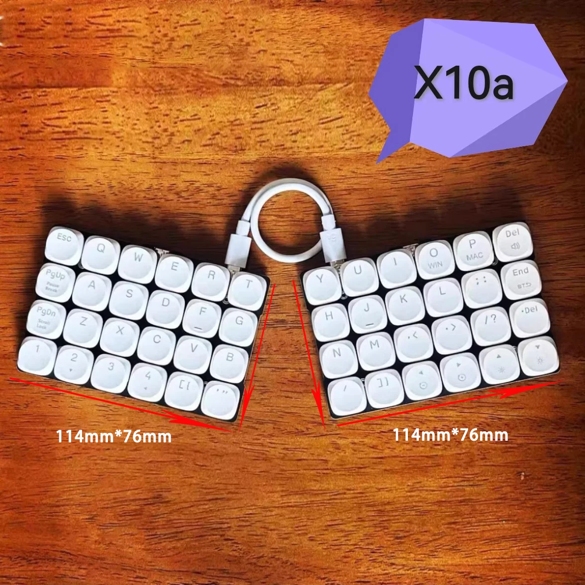 X10a Split-Tastatur, kabelgebunden, 48 Tasten, RGB-Low-Profile-Schalter, unterstützt QMK VIAL Split-Tastatur, individuelles ergonomisches PC-Gamer-Zubehör