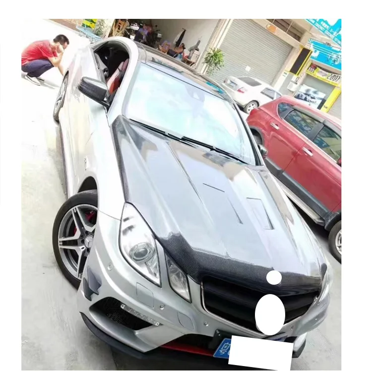 جودة عالية 507 نمط W207 غطاء محرك السيارة من ألياف الكربون لمرسيدس C207 E الفئة أغطية ألياف الكربون بونيه 2009-2016 #3
