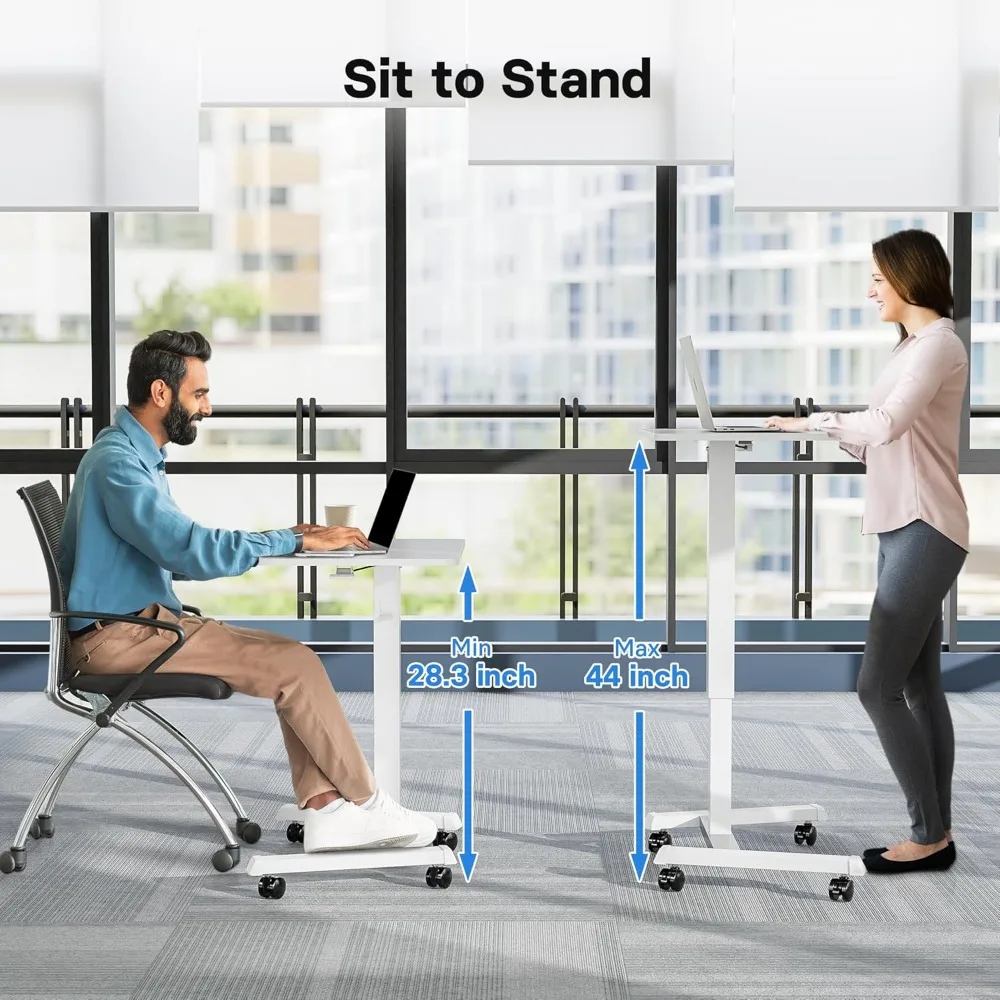 25.6x17.7Inch Mobile Standing Desk, Gas Spring Mobile Stand Up Desk, Portable Podium, Height Adjustable Laptop Standing