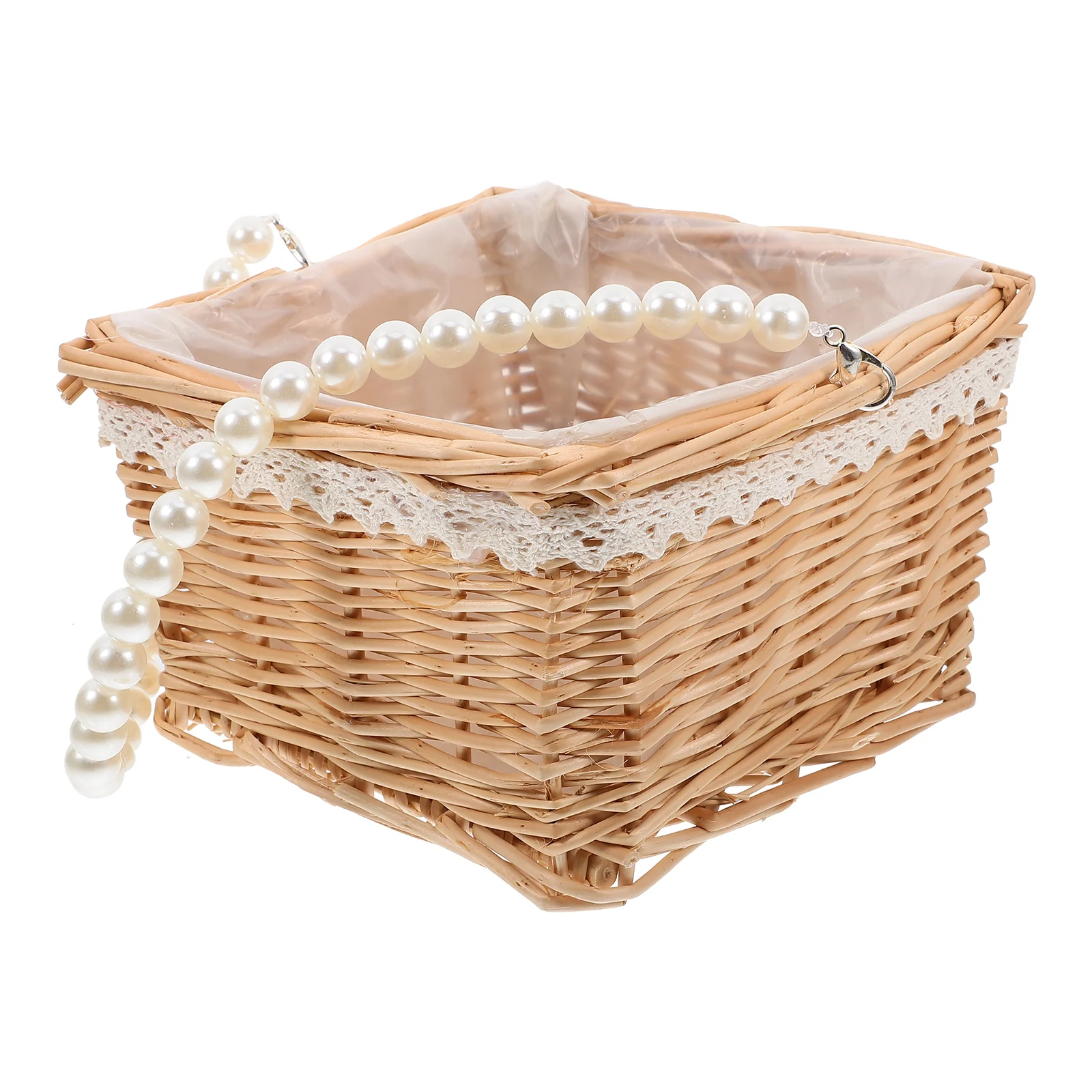 

Rattan Woven Basket Pearl H Flower Arrangement Storage Baskets Natural Home Decor Balcony Room nament