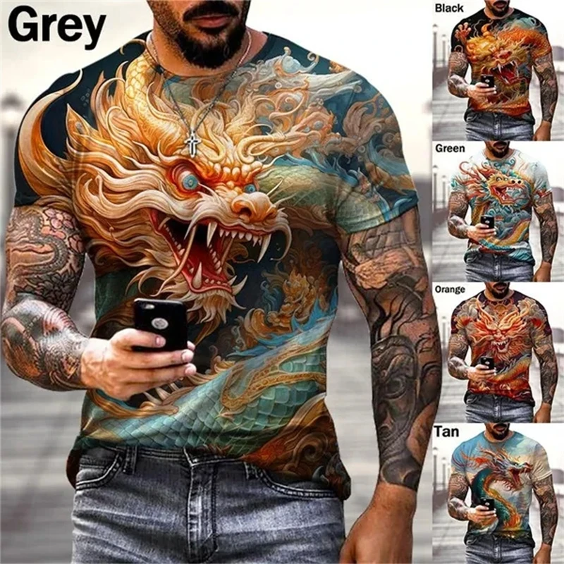 

Cool Chinese Dragon 3D Printed T-Shirts Men's Fashion Hip-Hop Street Casual Funny Tops Tees Trend Personality Male Women Apparel