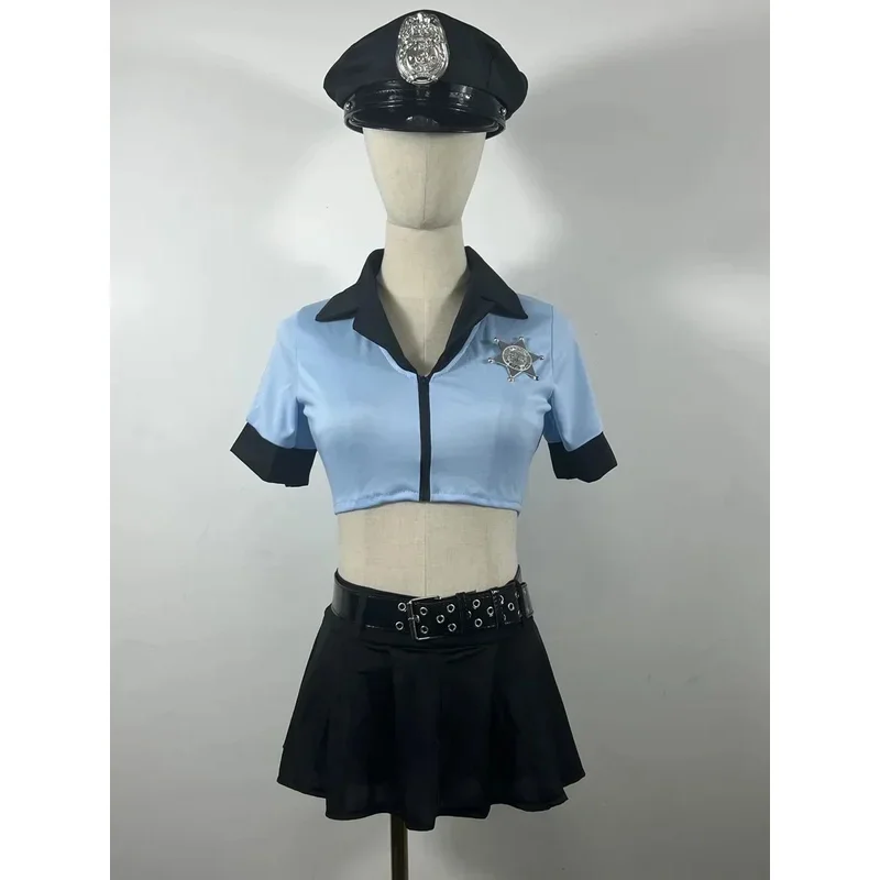 Women Cop Police Outfit Uniform Costume Sexy Exotic Lingerie Halloween Cosplay Party Fancy Policewoman Dress Underwear Set Suit