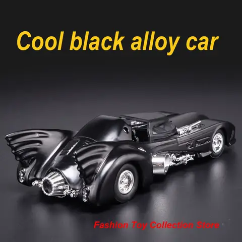 1: 36 박쥐 자동차 모델 높은 시뮬레이션 다이캐스트 장난감 소리와 빛으로 뒤로 차량 장식 장난감 어린이 선물