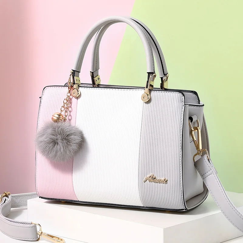 2022 Spring and Summer New Women's Bag Plush Pendant One-shoulder Messenger Bag Cute Macaron Color Matching Shoulder Bag