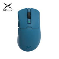 Delux M900Pro Navy Blue Ergonomic Wireless Gaming Mouse 8K PAW3395 Magnetic RGB Charging Dock Rechargeable Wired Mice For PC