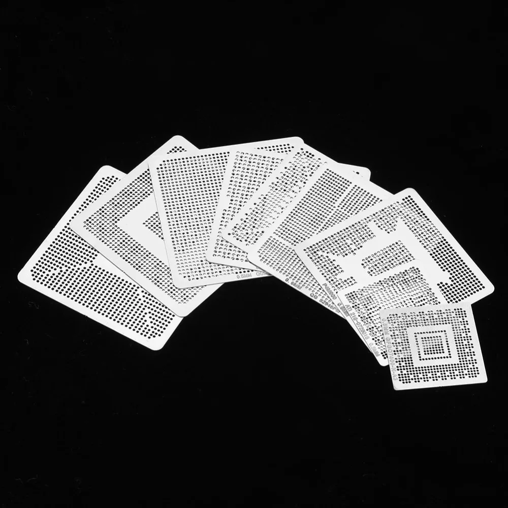 33pcs Stainless Steel BGA Reballing Stencils Direct Heat Set Mesh BGA Stencils Rework Station Silver Template Kit