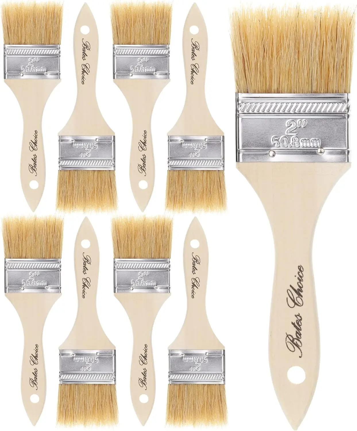 

9 Pack 2 Inch Chip Paint Brushes, Natural Bristle, for Painting, Staining, DIY Projects