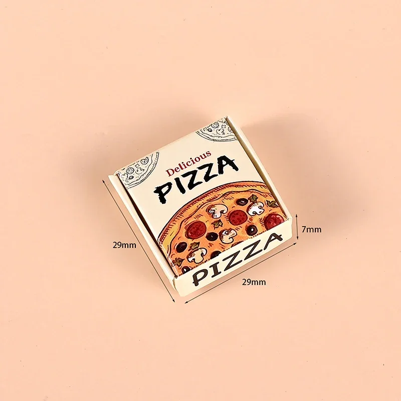 Conjunto de jogo de pizza ou caixa de embalagem em miniatura para casa de bonecas de seis peças: brinquedo de decoração de comida para casa de boneca