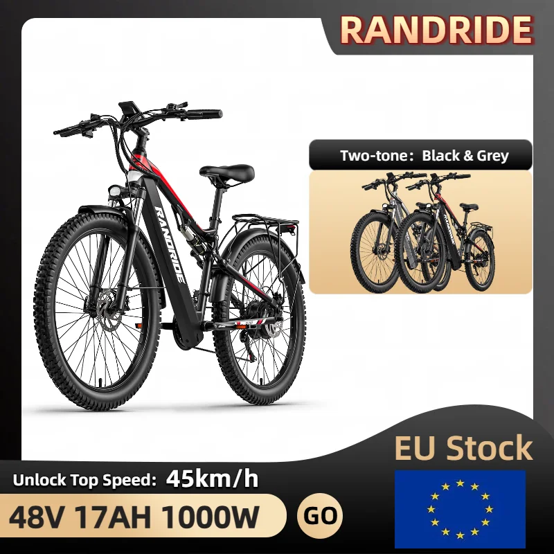 Vélo électrique adulte E-bike YG90 1000W 48V 17AH RANDRIDE Frein hydraulique Batterie lithium Vélo électrique VTT 27,5 pouces