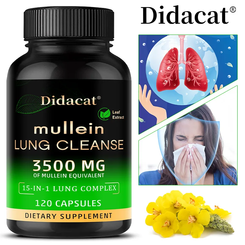 

Mullein Lung Cleanse Capsules, Support Lung & Bronchial Health, Respiratory Cleanse, Digestive, Antioxidant & Immune Support