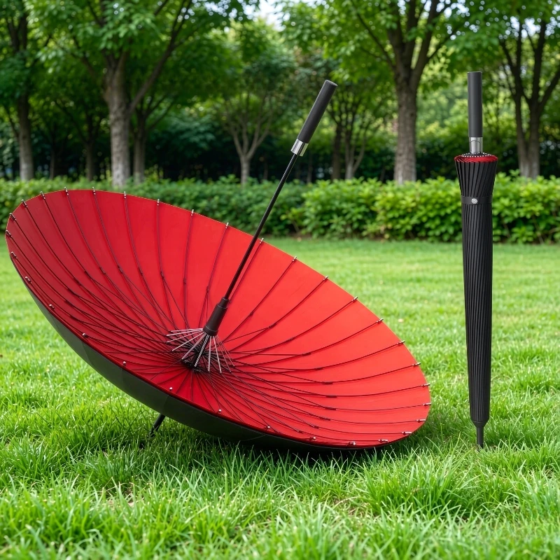 32-Bone Double Layer Automatic Long Handle Umbrella Enlarged Reinforced Stormproof Customizable for Men Outdoor Travel Use 장우산