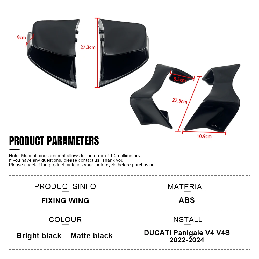 ドゥカティパニガーレv4v4r v4s sp 2022 2023 2024に適したオートバイ固定空力ウィング,4ピースセット