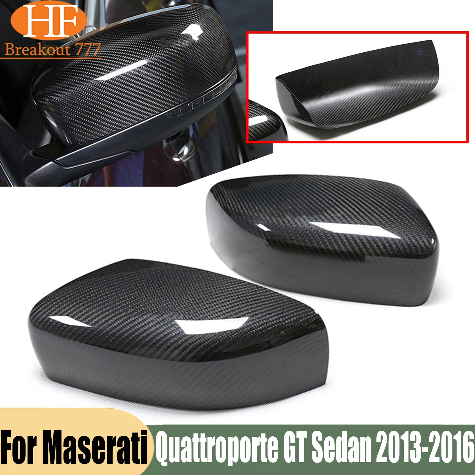 For Maserati Quattroporte GT Sedan 2013 2014 2015 2016 2 Pieces/ Pair of Dry Carbon Fiber Mirror Cover