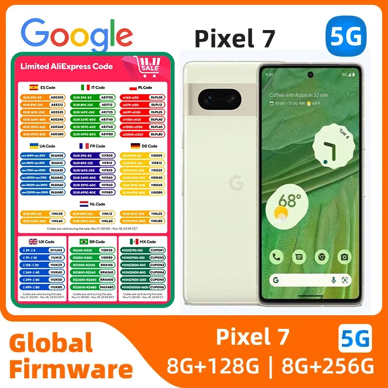 Google Pixel7  5G 6.3Inch OLED 90Hz Screen Google Tensor 30W Super Charge 4700mAh Battery OTG used phone