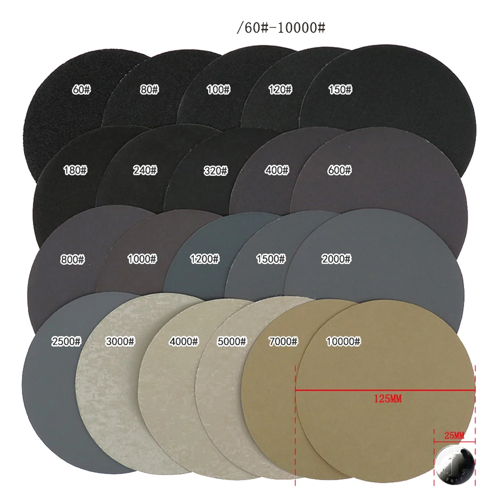 30 قطعة 125 مللي متر أقراص الصنفرة الرطبة والجافة منصات الصنفرة حصى 800-3000 طحن الصنفرة مجموعة لطحن سيارة أثاث خشبي معدني #4