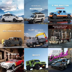 MOC City Corvetted Cayenned Rover Vehicle Model Building Blocks Bricks SUV Vans Fire Truck Patrol Car Garage Toys for Kids Gifts