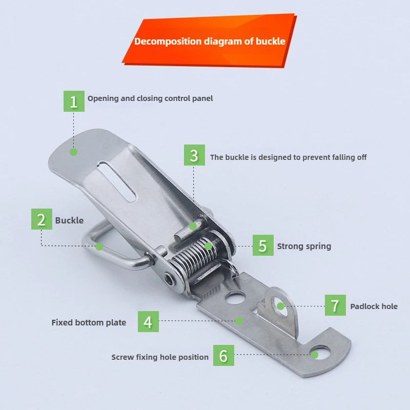 High-Quality 304 Stainless Steel Duckbill Spring Latch Lock for Toolbox, Wooden Box, Metal Lock, Theft-proof Security