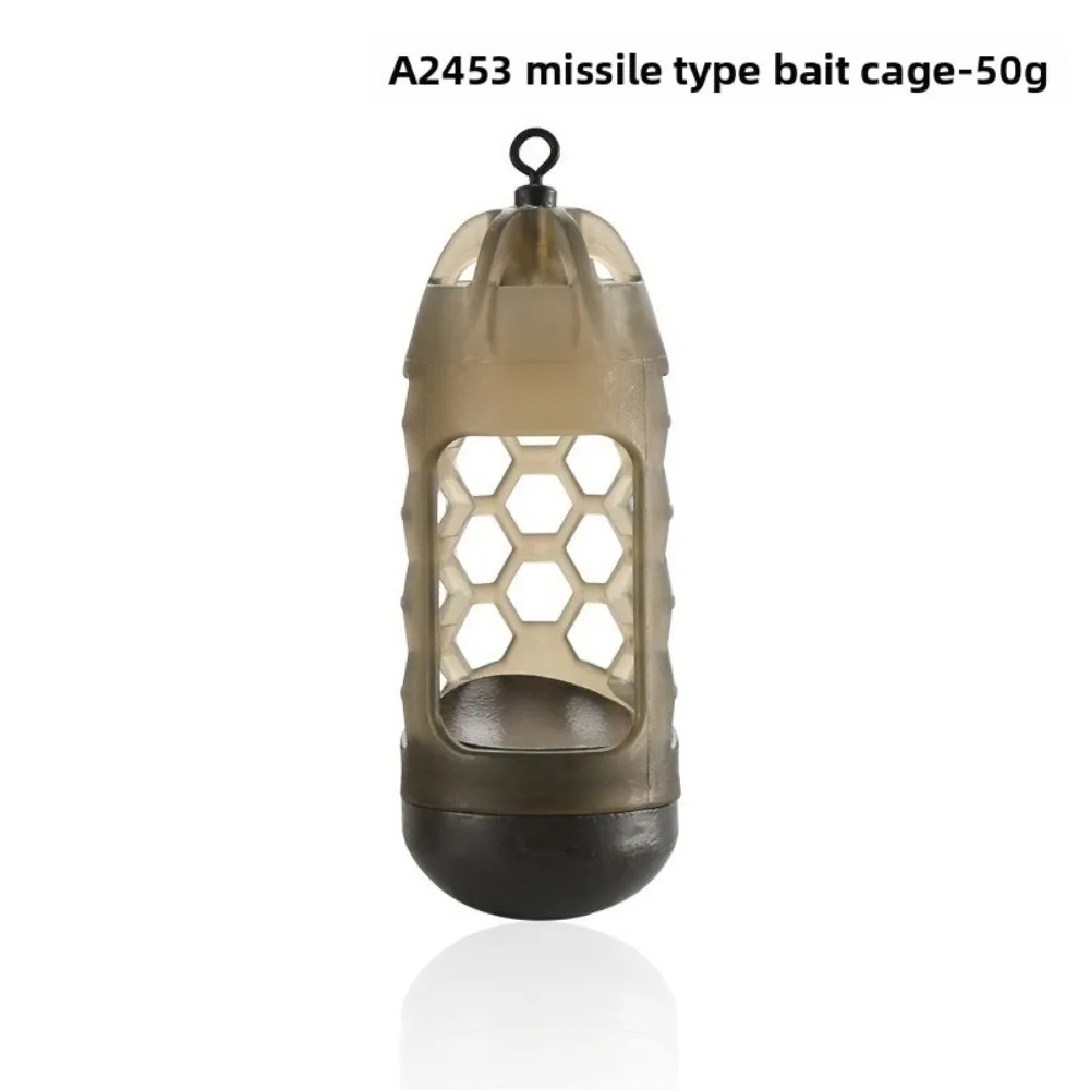 

2 шт. светло-коричневая кормушка для ловли карпа, эффективное распределение, легко загрузочный держатель для приманки, полимерная кормушка высокой плотности с весом