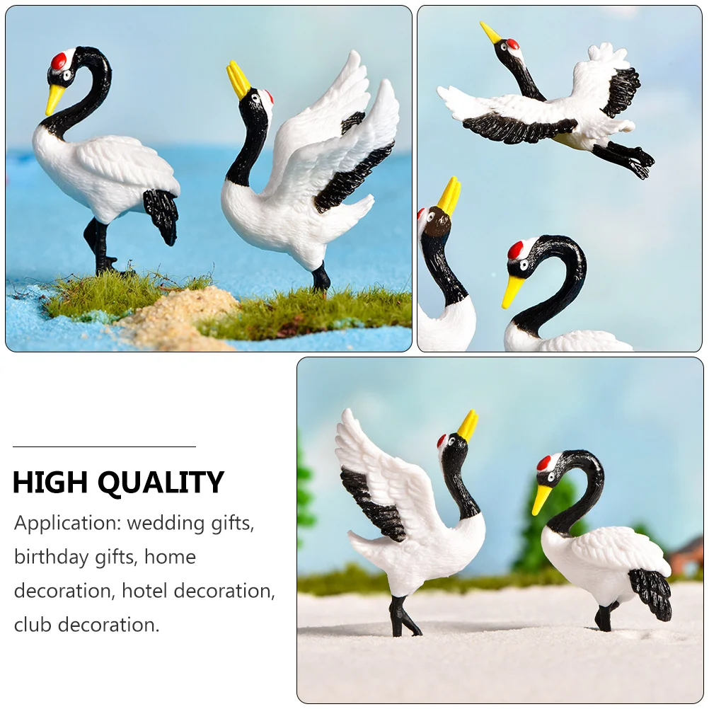 3 Pcs Simulated Red-crowned Crane Desktop Toys Bird Statue Plant Pot Figurines Car Acessories Decor Resin Crafts Glass