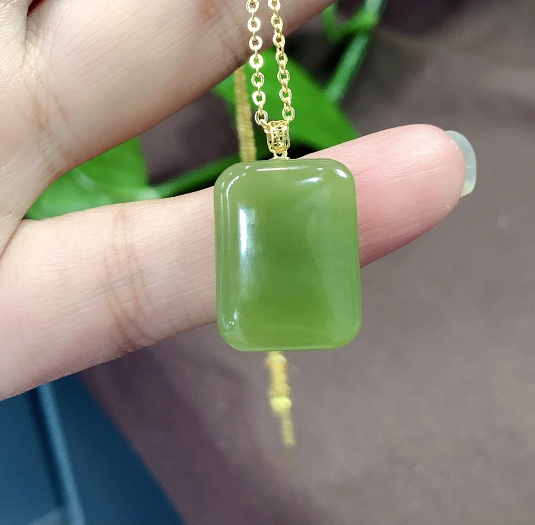 

1Pcs/Lot Natural Jasper Jade Geometric Protection Peace Amulet 18K Pendant Necklace Sweater Chain Women's Jewelry Bijou Femme