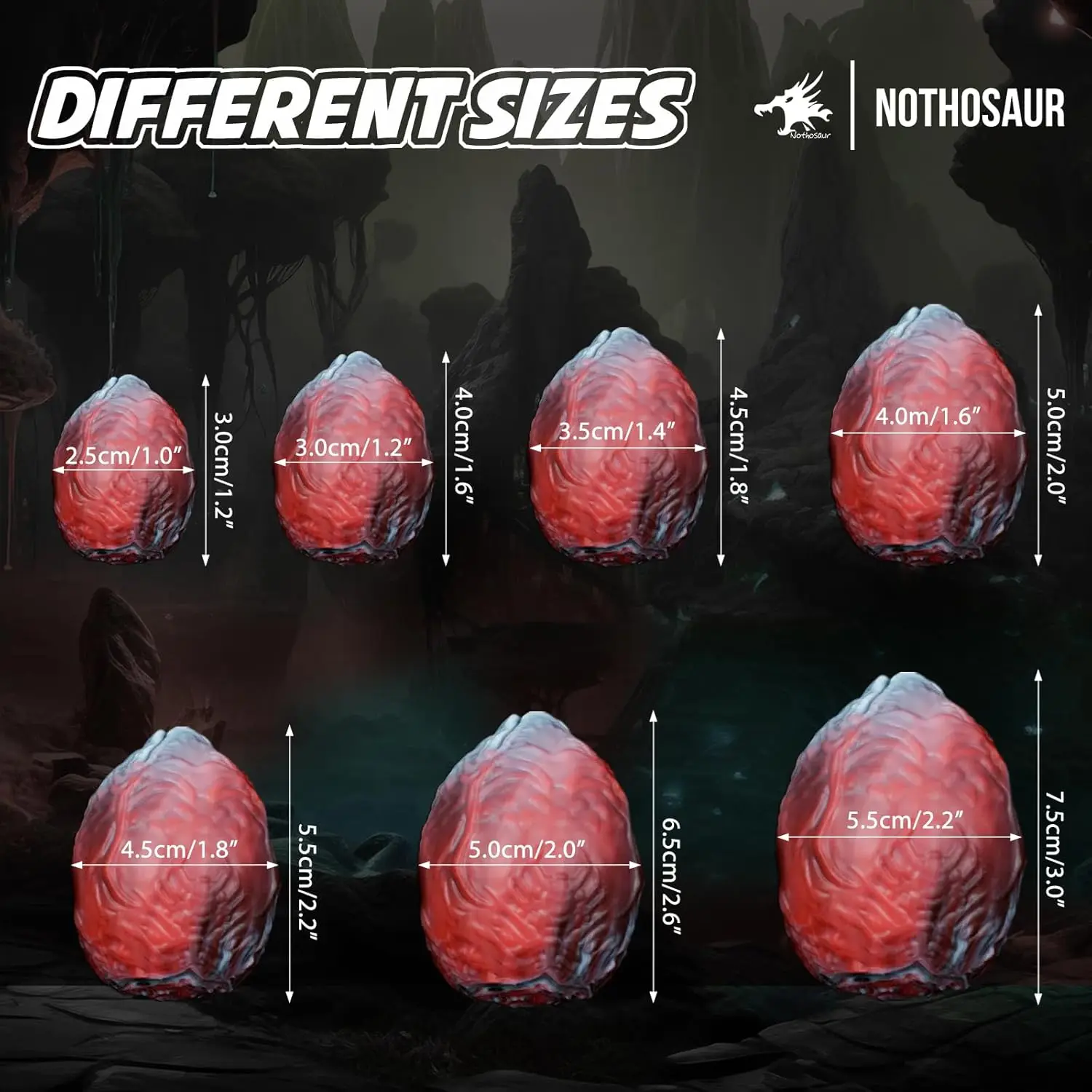 مجموعة من 6 قطع، 0.98 بوصة Nothosaur「OGG"، بيضة سيليكون بلاتينية لعبة الجنس Ovipositor، المكونات الشرجية دسار الشرجية، البيض، القطار الشرجي