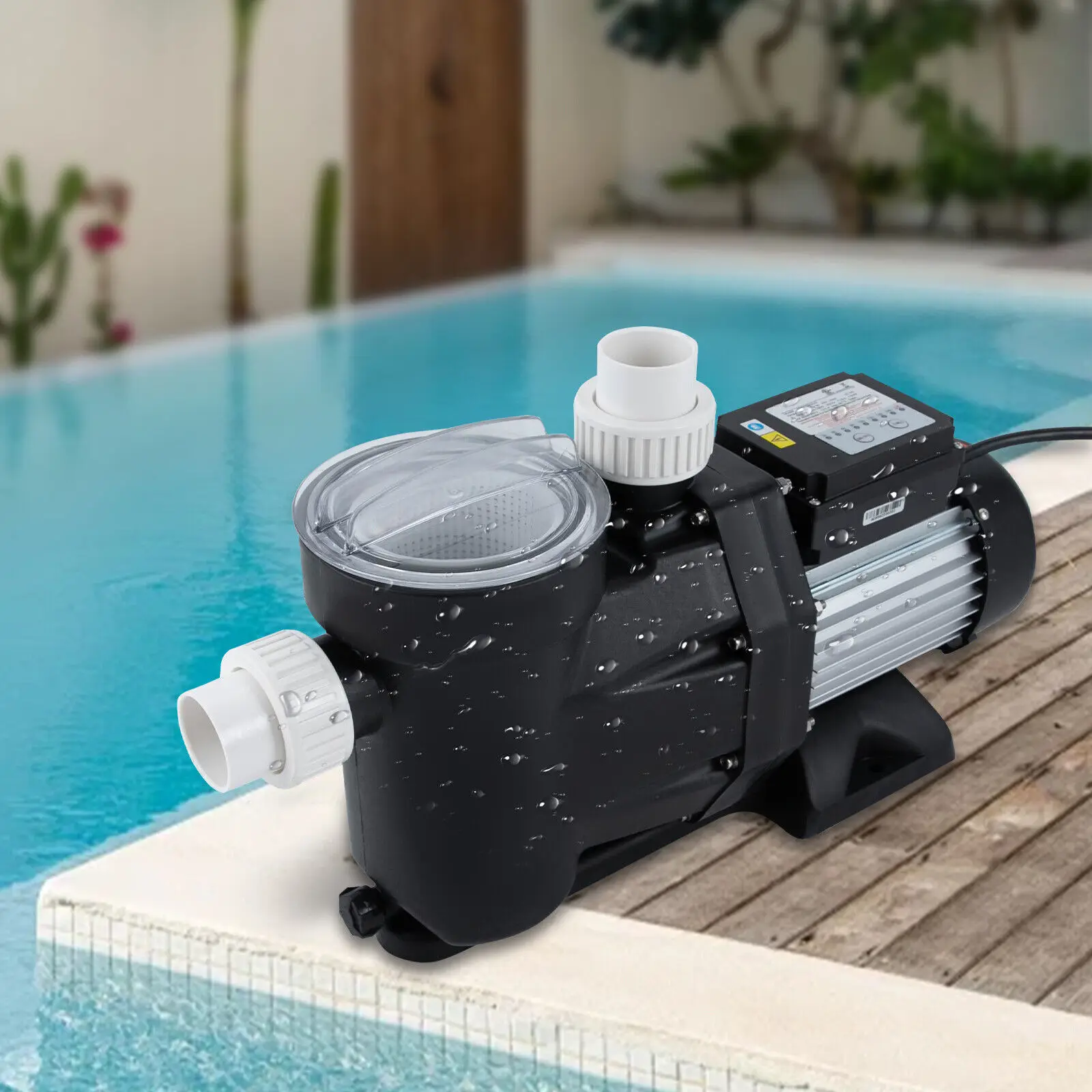 Bomba de piscina de tierra de 1,5 HP 105 GPM – Bomba de piscina de una sola velocidad de 52 pies con temporizador, 110 V