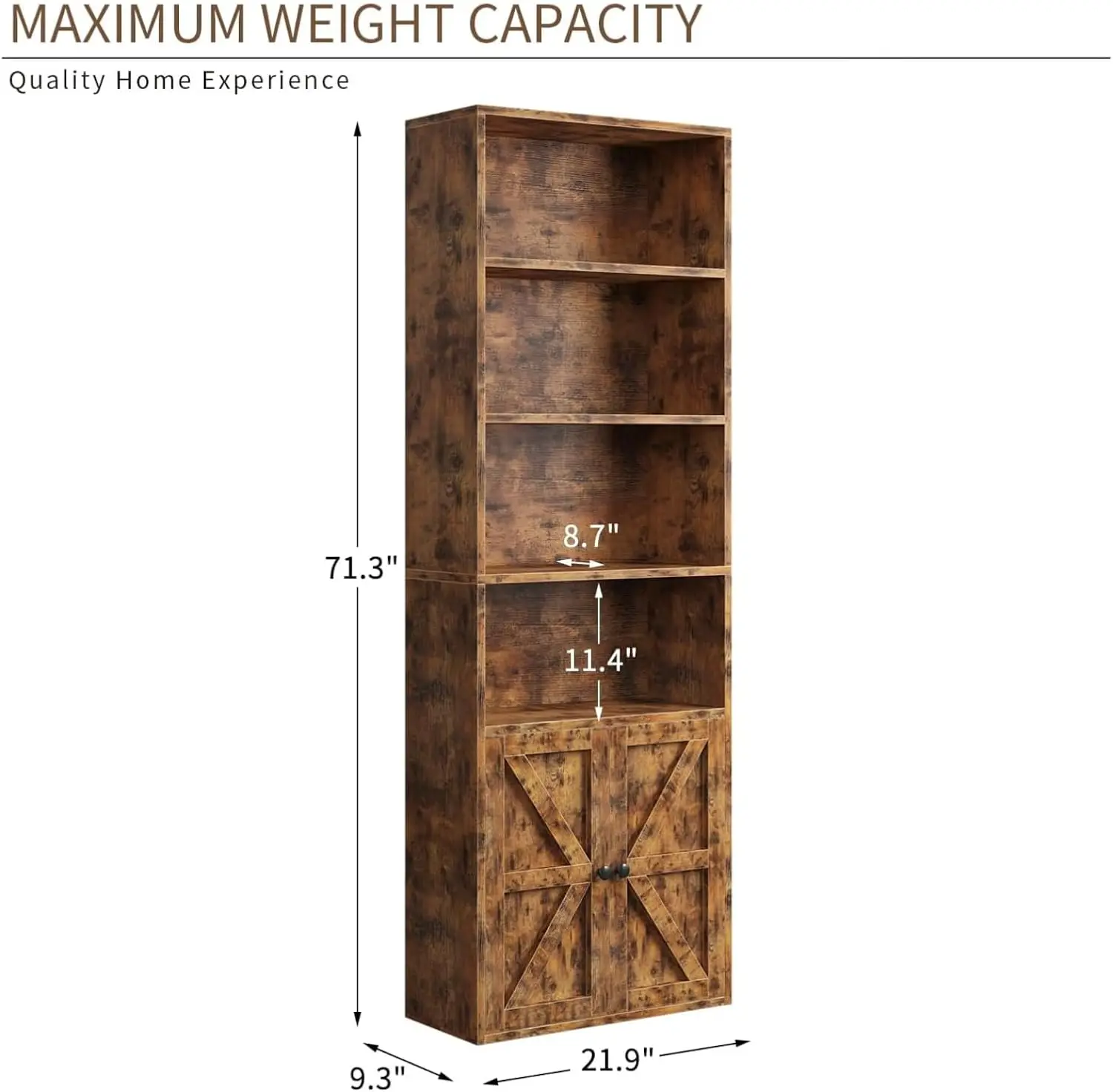 Bookshelf Bookcase with Doors, 6 Tier 71