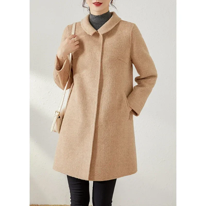 autumn and winter new double-sided cashmere coat women's medium and long temperament age-reducing wool woolen coat