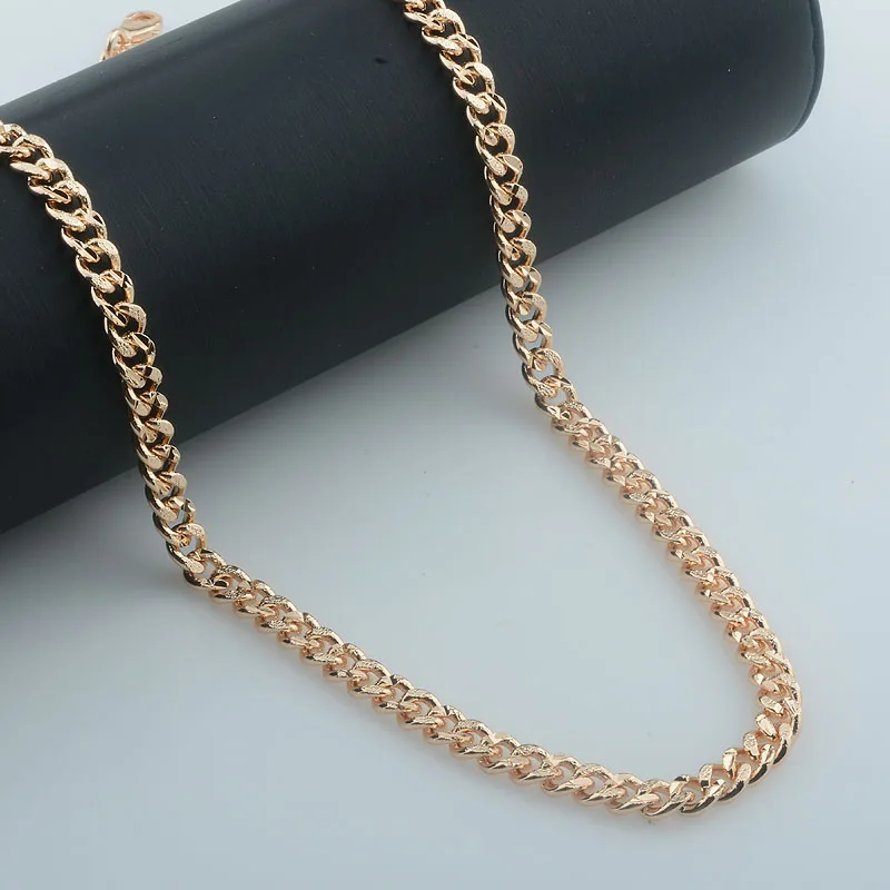 6 مللي متر الرجال النساء 585 ارتفع الذهب اللون نمط كبح ربط سلاسل قلادة سوار مجموعة مجوهرات #3