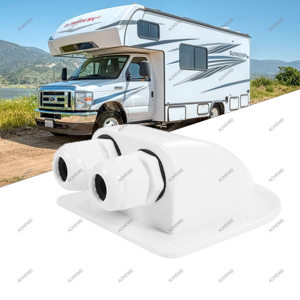 

AOHEWEI Waterproof Solar Cable Entry Gland by Weather Resistant Dual Cable Entry Housing for RV, Caravan, Marine, Boat, Cabin