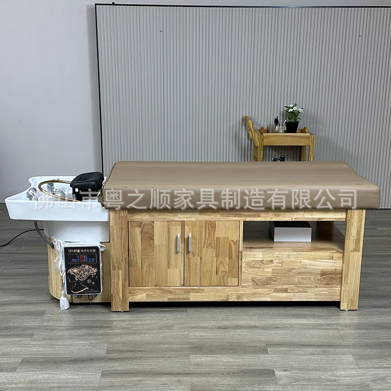 شامبو تدليك من الخشب الصلب، سرير سبا، علاج الشعر، التبخير، تداول المياه، تخزين مدمج، صالون تجميل، صالون الشعر #3