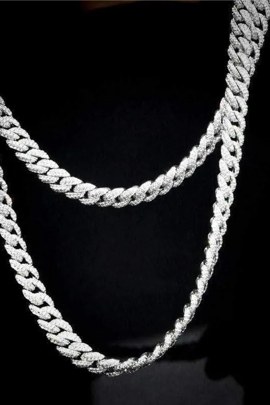 Custom Hot Sale sterling 925 Silver Hip Hop 20mm Cuban Chain moissanite diamond iced out Necklace