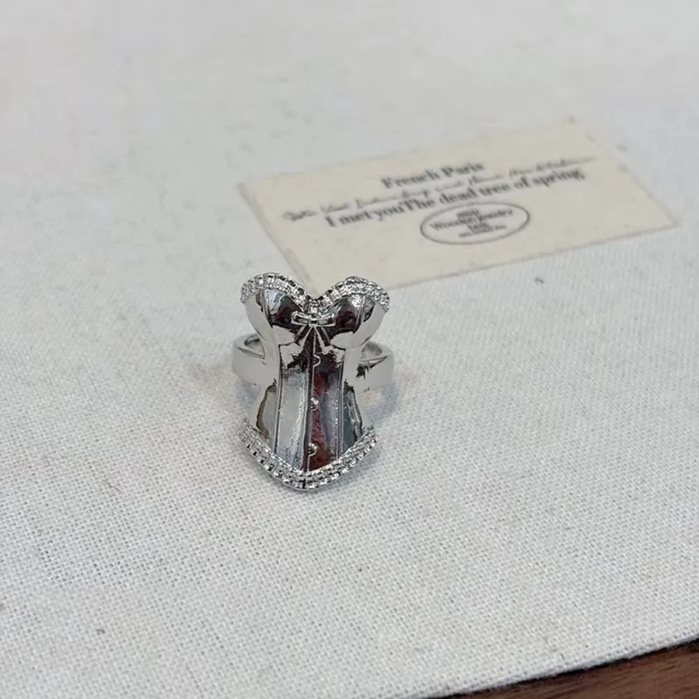 Korean Sweet Style 3D Corset Ring Opening Alloy Princess Style Ring Unique Vintage Gothic Ring Cosplay