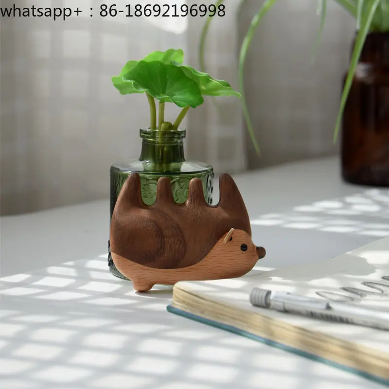 Solid Wood Hedgehog Massage Comb Head Meridian Comb Hair Therapy Massage Scraping Wooden Comb