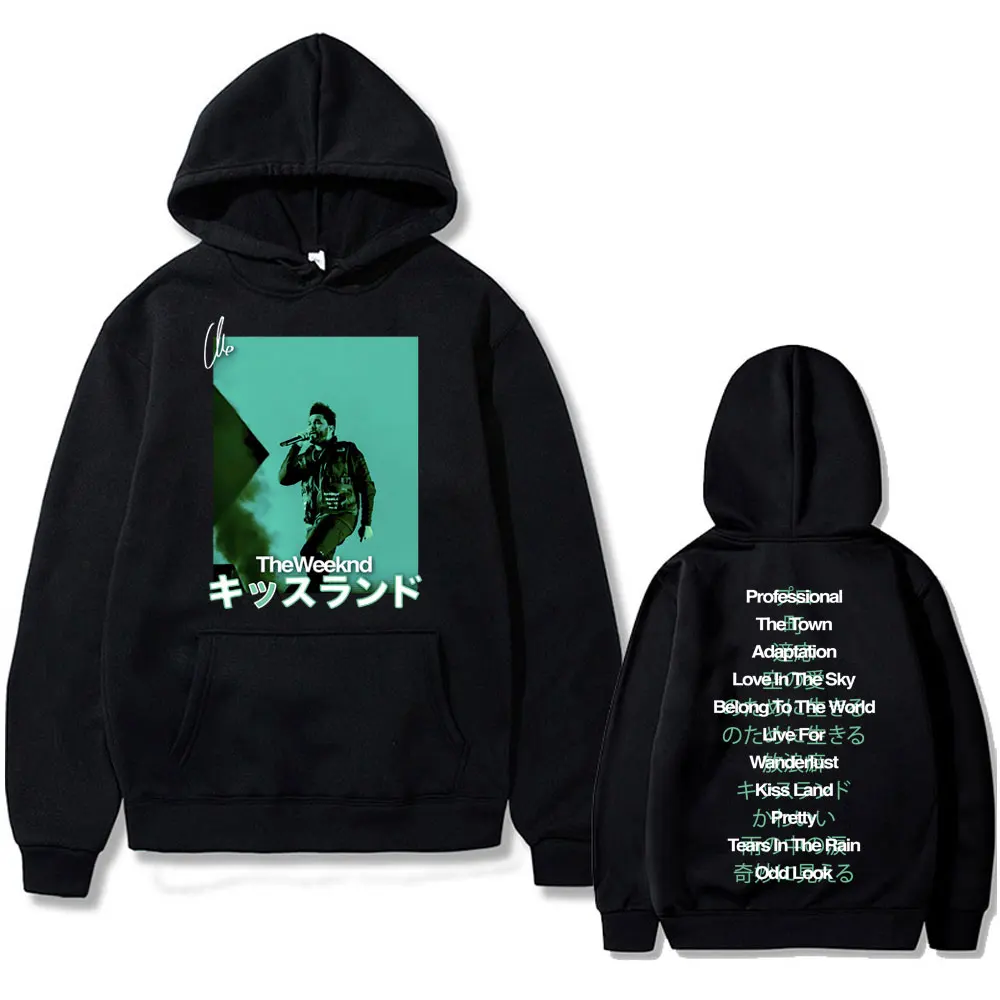 

Rapper The Weeknd Kiss Land Double Sided Graphic Hoodie Men Women Hip Hop Casual Oversized Sweatshirt Male Vintage Streetwear