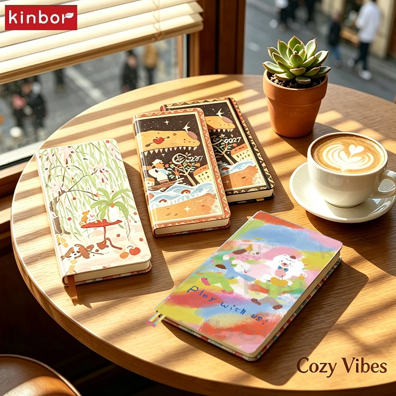 2027 Kinbor Weekly Tracking Notebook Retro Illustration Design Journal Daily Monthly Yearly Planner Habits Record Writing Agenda