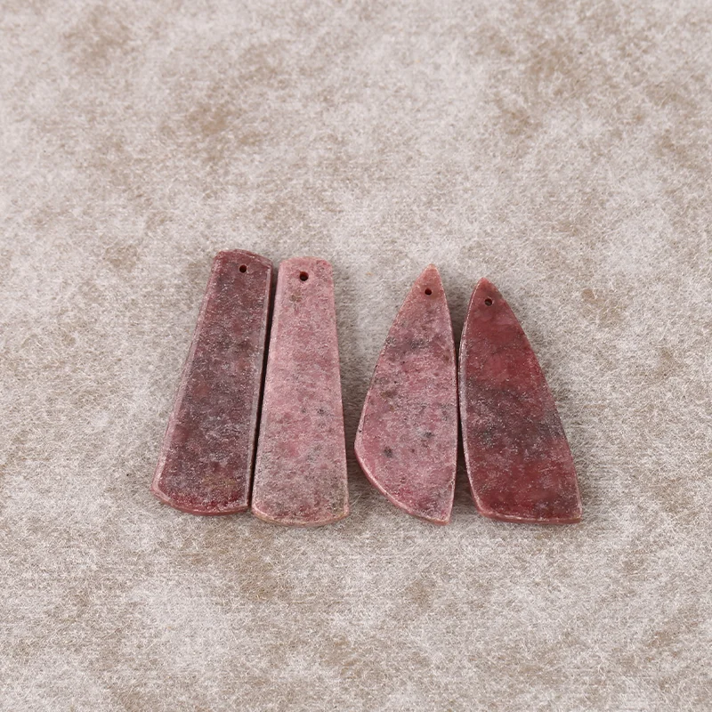 

4pcs Argentina Rhodochrosite Beads Set - Artisanal Natural Stone Drop Earring beads 38x13x3mm 23g