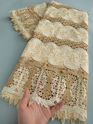 2025 High Quality African Guipure Cord Lace Fabric Nigerian Stones Water Soluble Lace for Women Wedding Party Dresses Sew TY4564