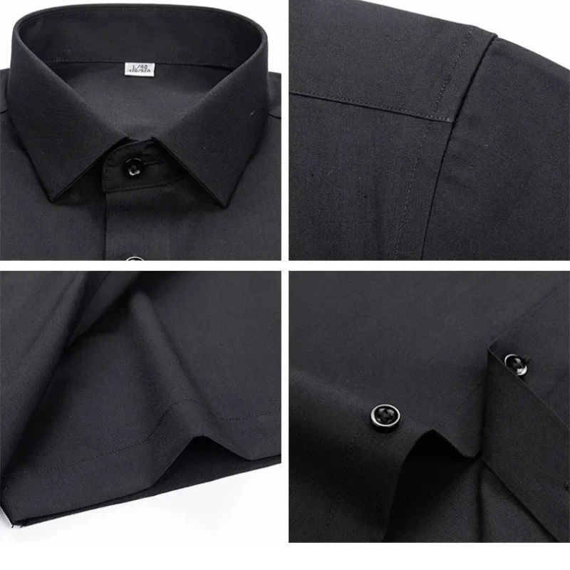 2026 Bamboo Fiber Solid Color Seamless Men's Business Long Sleeve Shirt Formal Shirt Design Professional Clothing