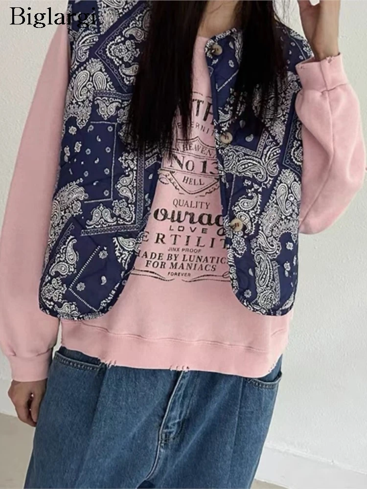 

Осень-зима, стеганые хлопковые жилеты без рукавов, пальто, женские модные женские жилеты с цветочным принтом, куртки, корейские свободные повседневные женские пальто