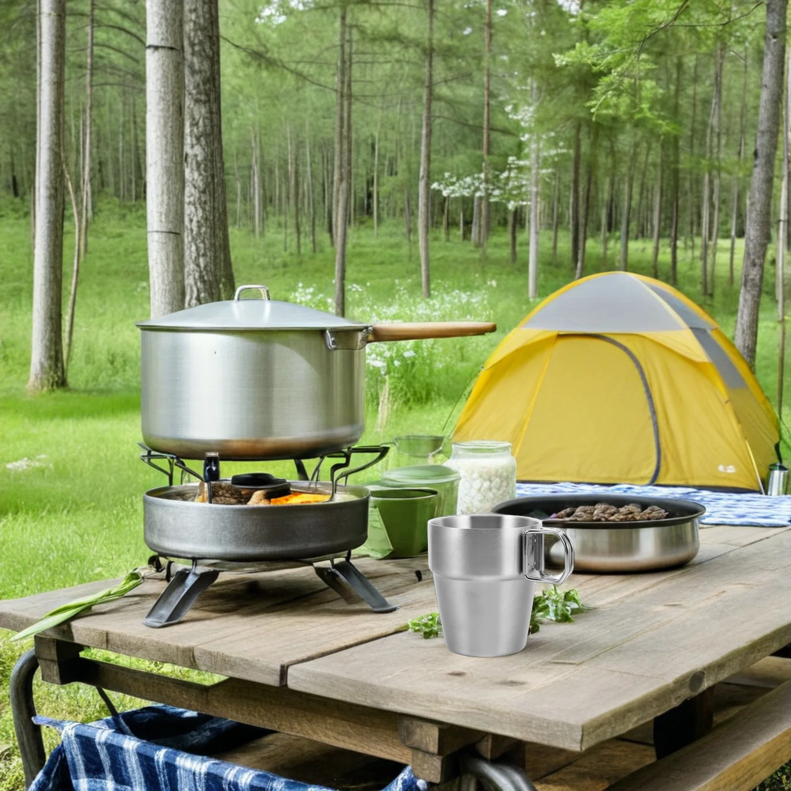 

Insulated Stainless Steel Camping Cup Double Layer Design for Hot Cold Beverages Outdoor Picnic Hiking Travel Durable Shockproof