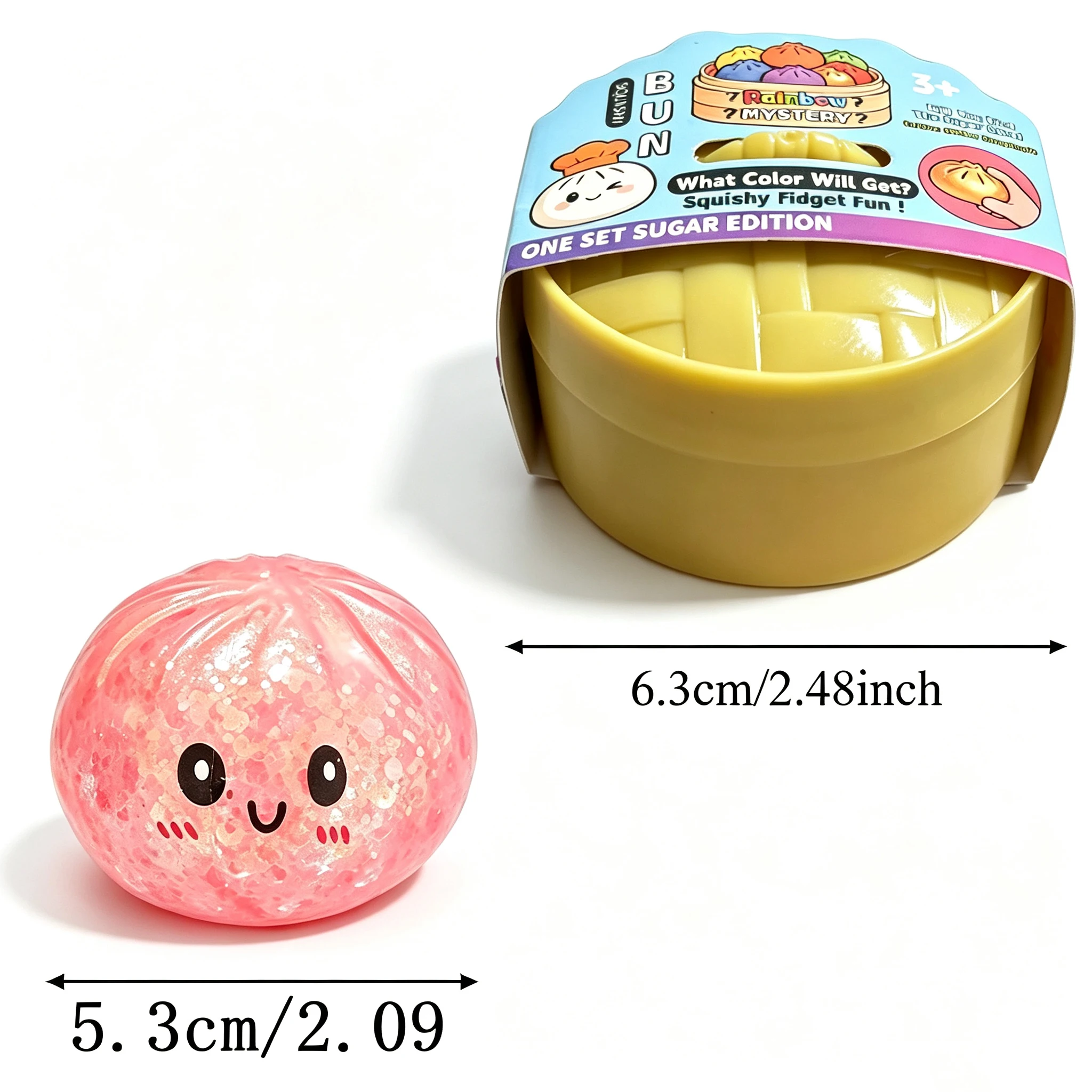 Ultra Rare Hidden Gold Glitter Dumpling Squishy Surprise Box Soft TPR Sensory Fidget Squeeze Toy Stress Relief with Steamer Case - view 2